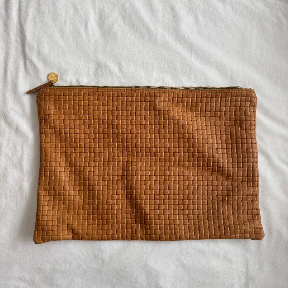 Clare V - (rare) Oversized Basketweave Flat Clutch